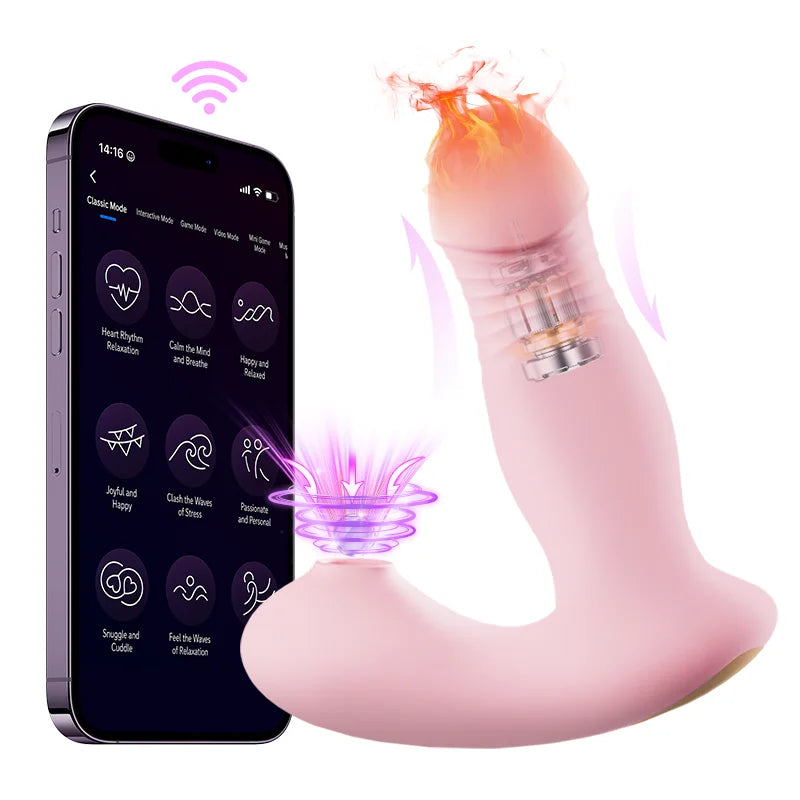 ויברטור לביש עם אפליקציה – יניקה, דחיפה וחימום – תמונה 7