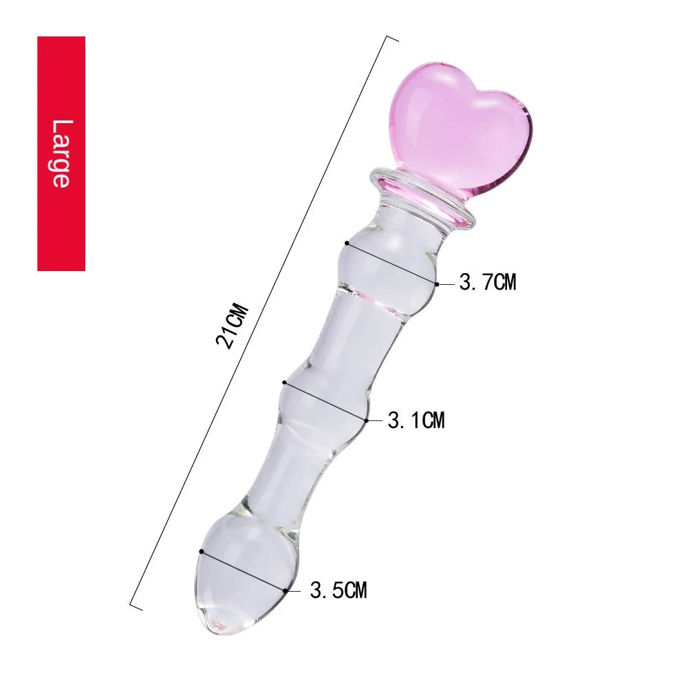 דילדו זכוכית עם לב ורוד – תמונה 9